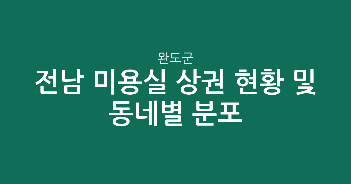 전남 완도군 미용실 상권 현황 및 동네별 분포 분석