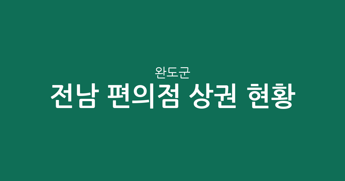 전남 완도군 편의점 상권 현황 분석: 완도읍 중심의 분포와 지역별 특징