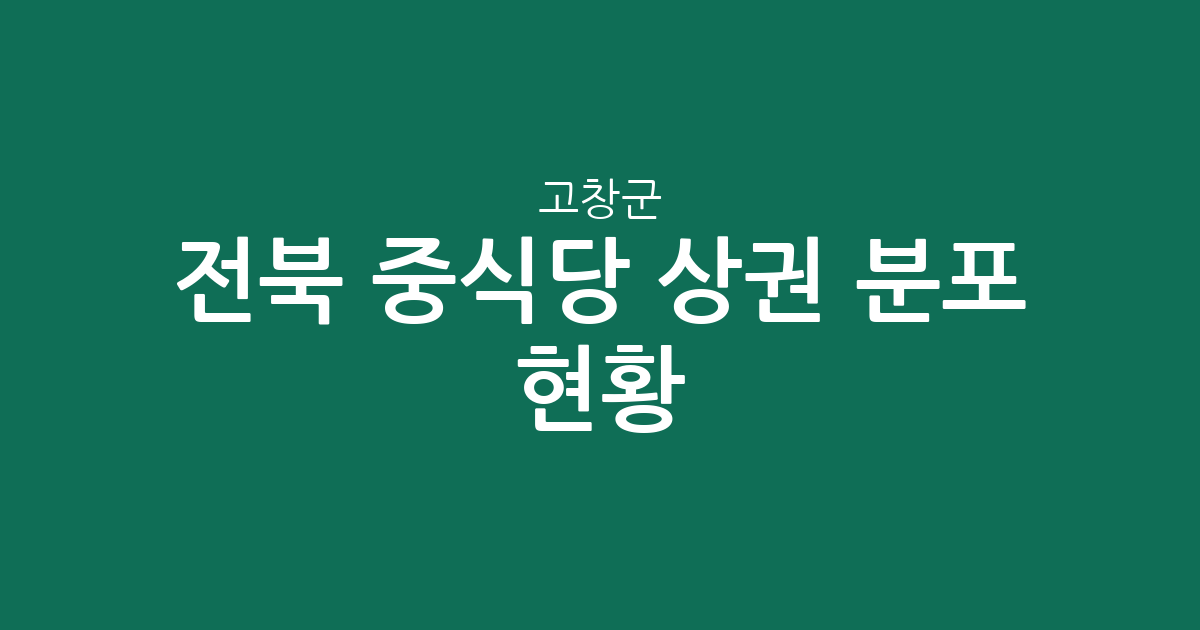 전북 고창군 중식당 상권 분포 현황: 고창읍부터 면 단위까지 한눈에 보기