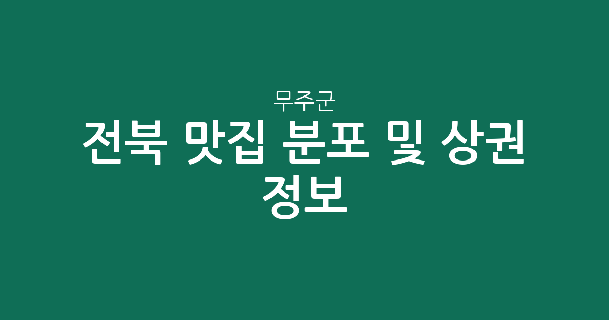 전북 무주군 맛집 분포 및 상권 정보: 무주읍·설천면 중심의 먹거리 여행 가이드