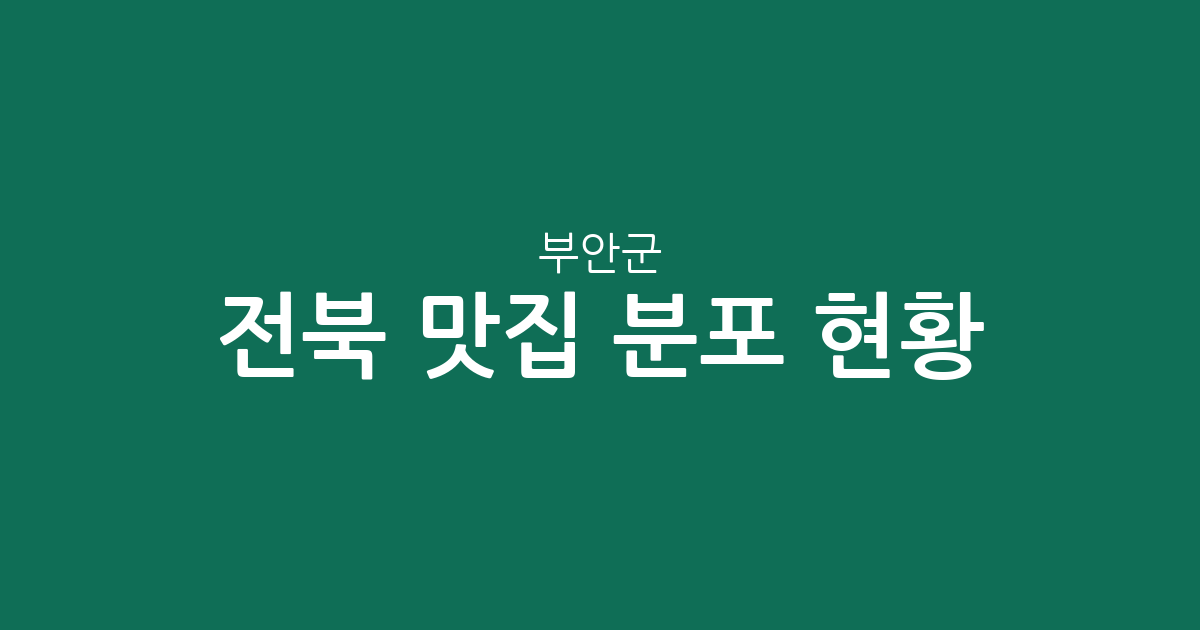 전북 부안군 맛집 분포 현황 분석: 부안읍부터 변산면까지 인기 상권 가이드
