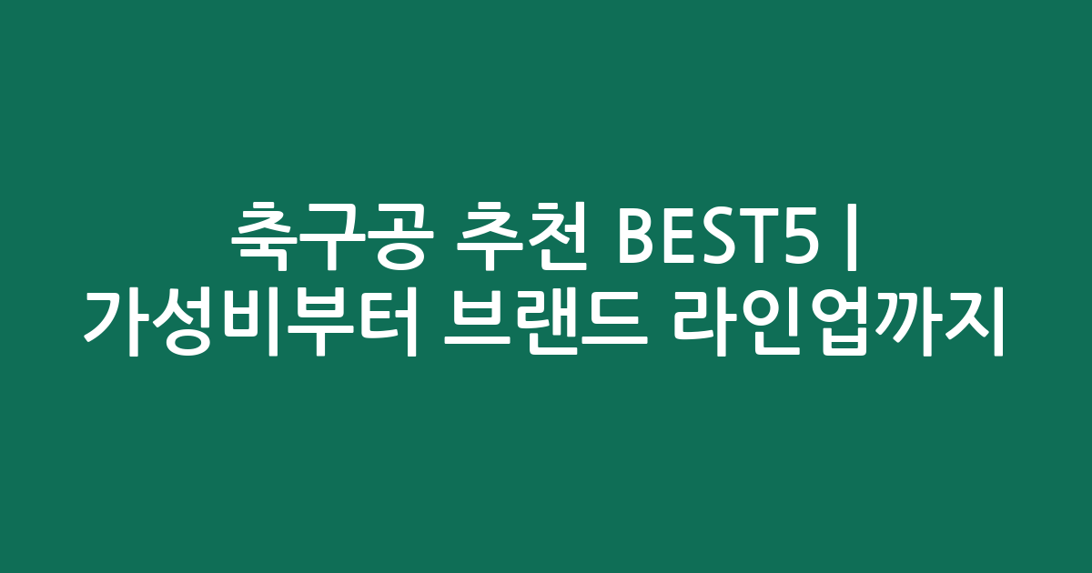 축구공 추천 BEST5 | 가성비부터 브랜드 라인업까지 비교