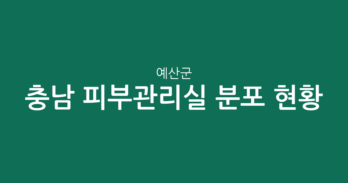 충남 예산군 피부관리실 분포 현황: 예산읍 중심 상권 분석