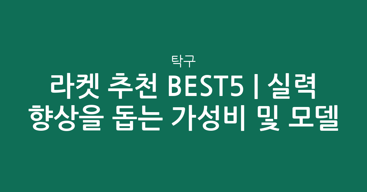 탁구 라켓 추천 BEST5 | 실력 향상을 돕는 가성비 및 인기 모델 비교