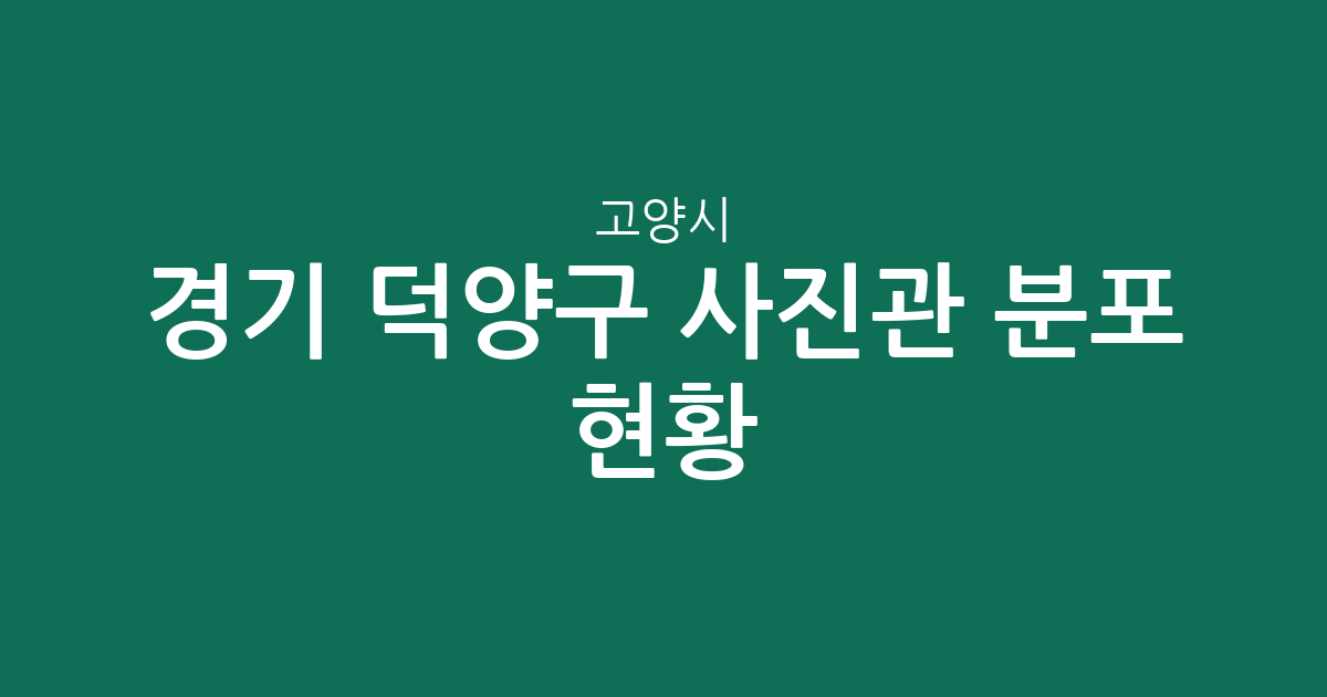 경기 고양시 덕양구 사진관 분포 현황: 화정·삼송 등 주요 상권별 입지 분석