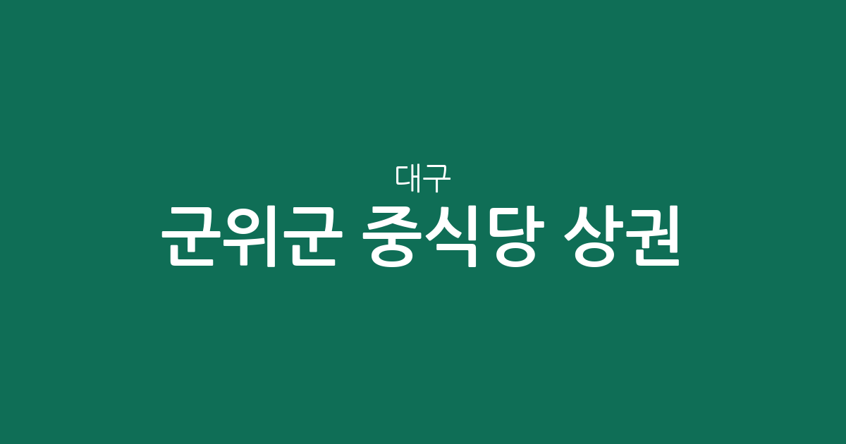 대구 군위군 중식당 상권 분석: 군위읍과 효령면을 중심으로 한 동네별 분포 현황