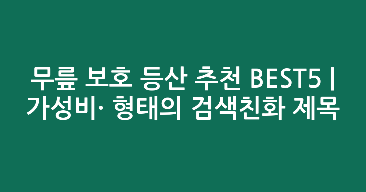 무릎 보호 등산 추천 BEST5 | 가성비·인기 비교 형태의 검색친화 제목