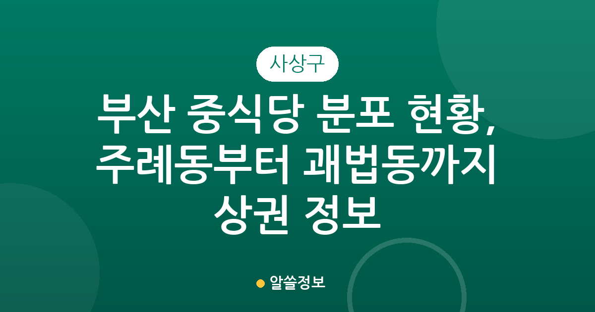 부산 사상구 중식당 분포 현황, 주례동부터 괘법동까지 상권 분석 정보