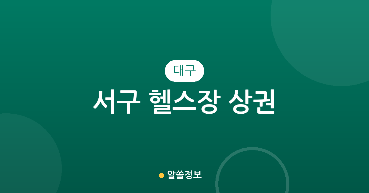 대구 서구 헬스장 상권 분석: 내당4동·상중이동 등 주요 밀집 지역 현황