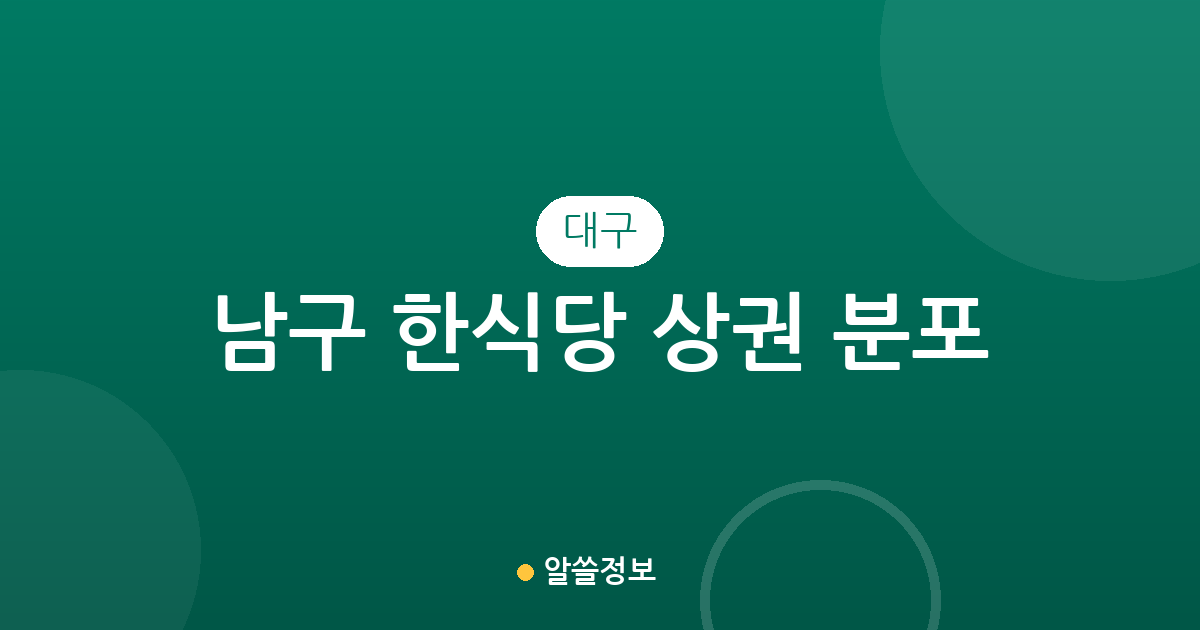 대구 남구 한식당 상권 분포 분석: 대명동 중심의 맛집 밀집 지역 확인하기