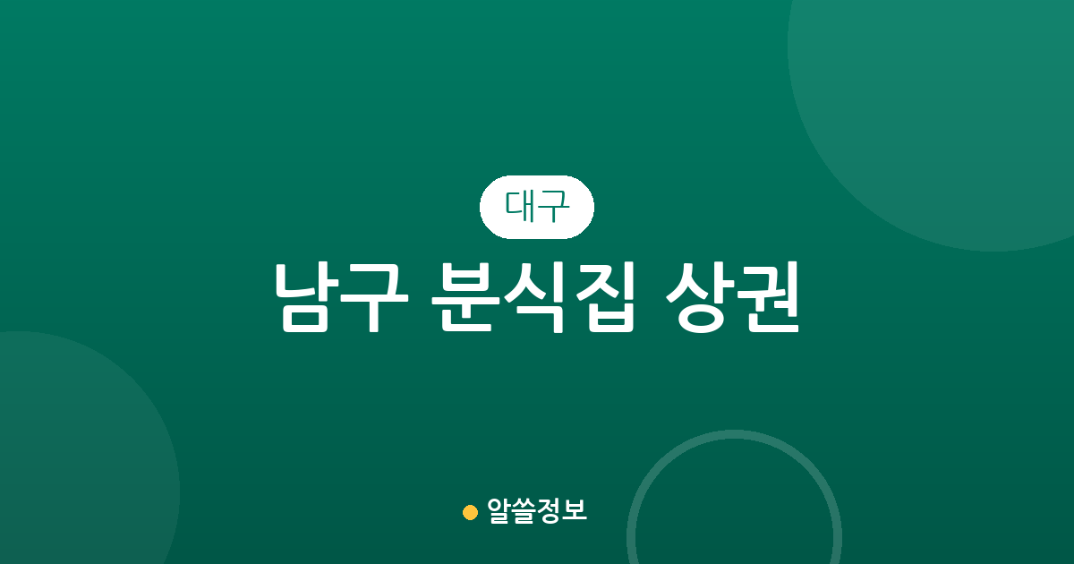 대구 남구 분식집 상권 분석: 대명동 중심의 지역별 분포 현황