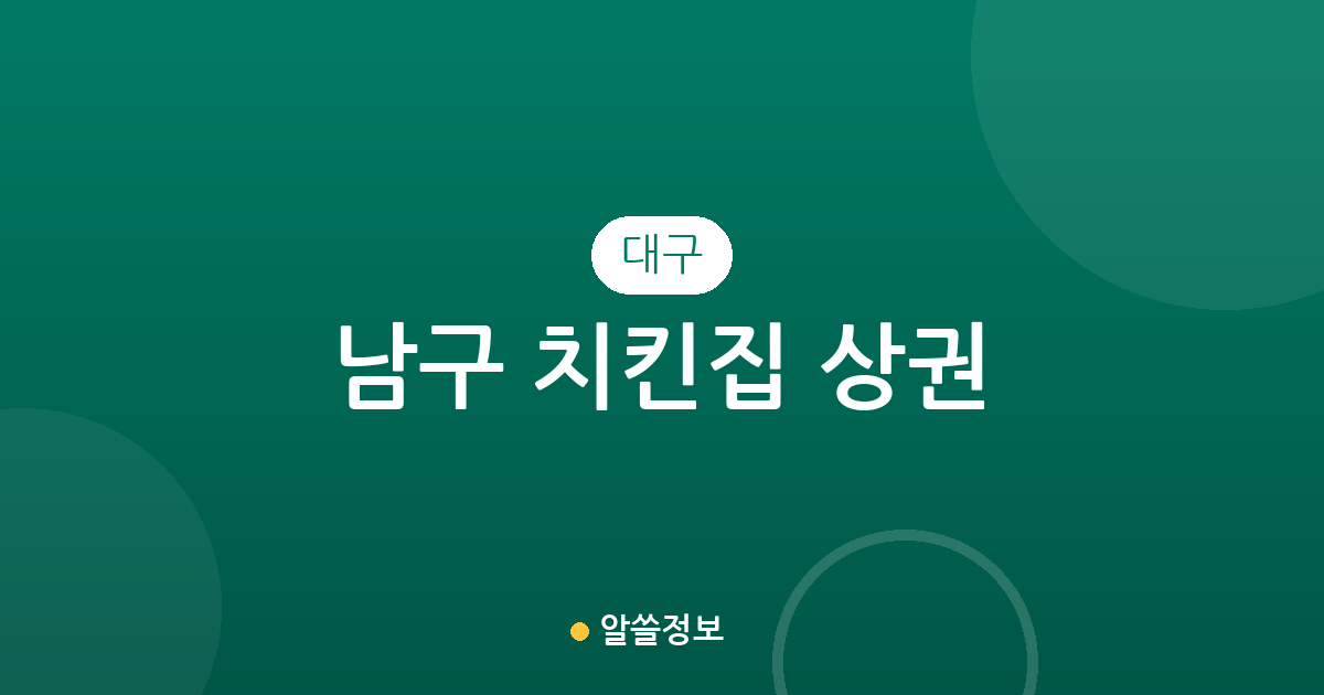 대구 남구 치킨집 상권 분석: 동네별 밀집도와 치킨 전문점 분포 현황