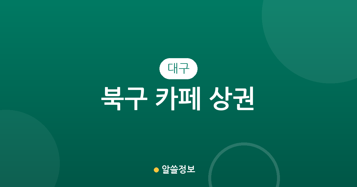 대구 북구 카페 상권 분석: 동천동부터 산격동까지 밀집 지역 정보