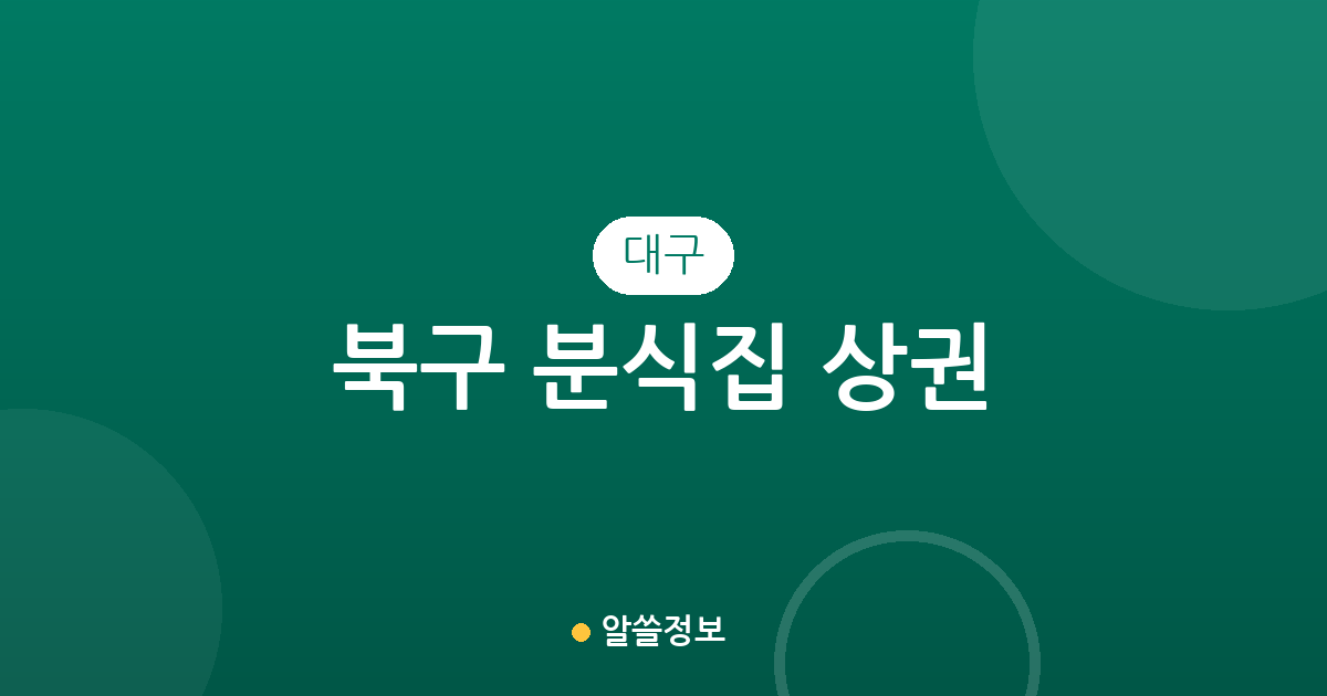 대구 북구 분식집 상권 분석: 산격동부터 관음동까지 밀집 지역 정보