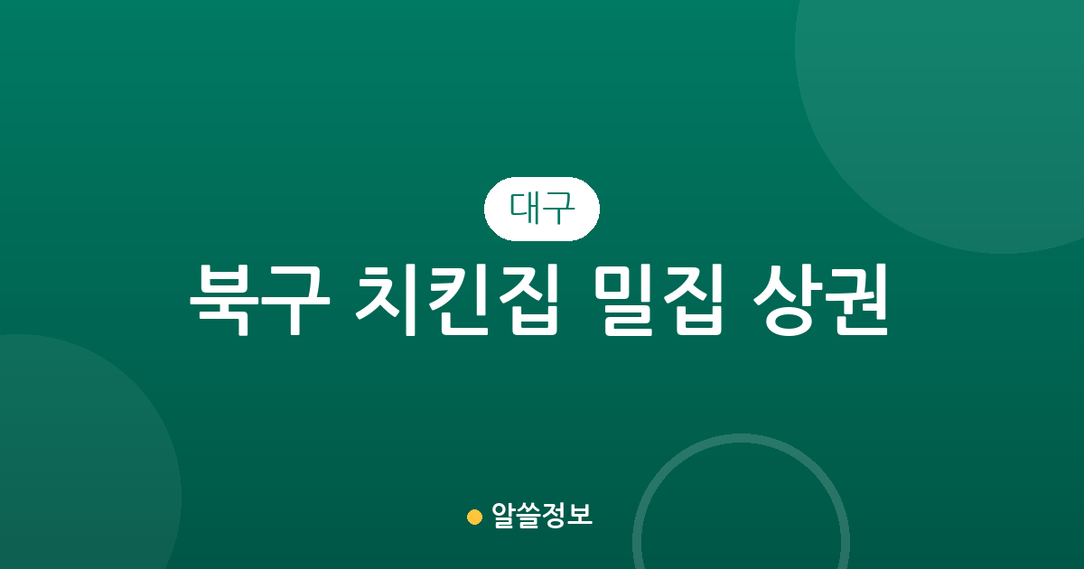 대구 북구 치킨집 밀집 상권 분석: 관문동부터 태전동까지 통닭집 분포 현황