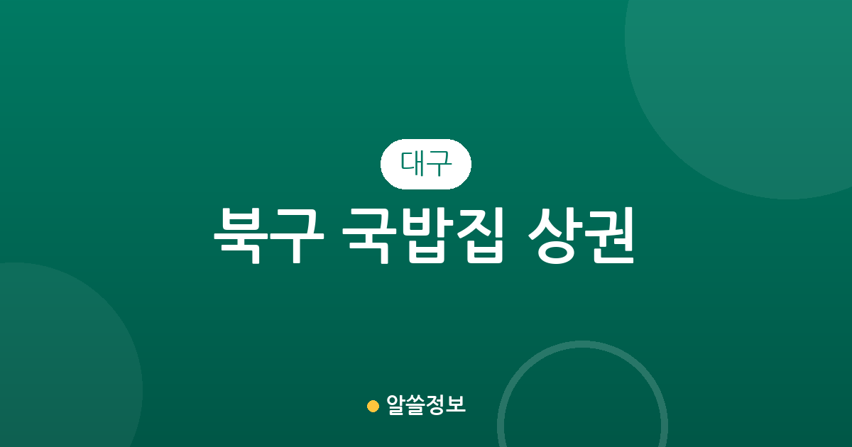 대구 북구 국밥집 상권 분석: 동네별 분포와 밀집 지역 정보