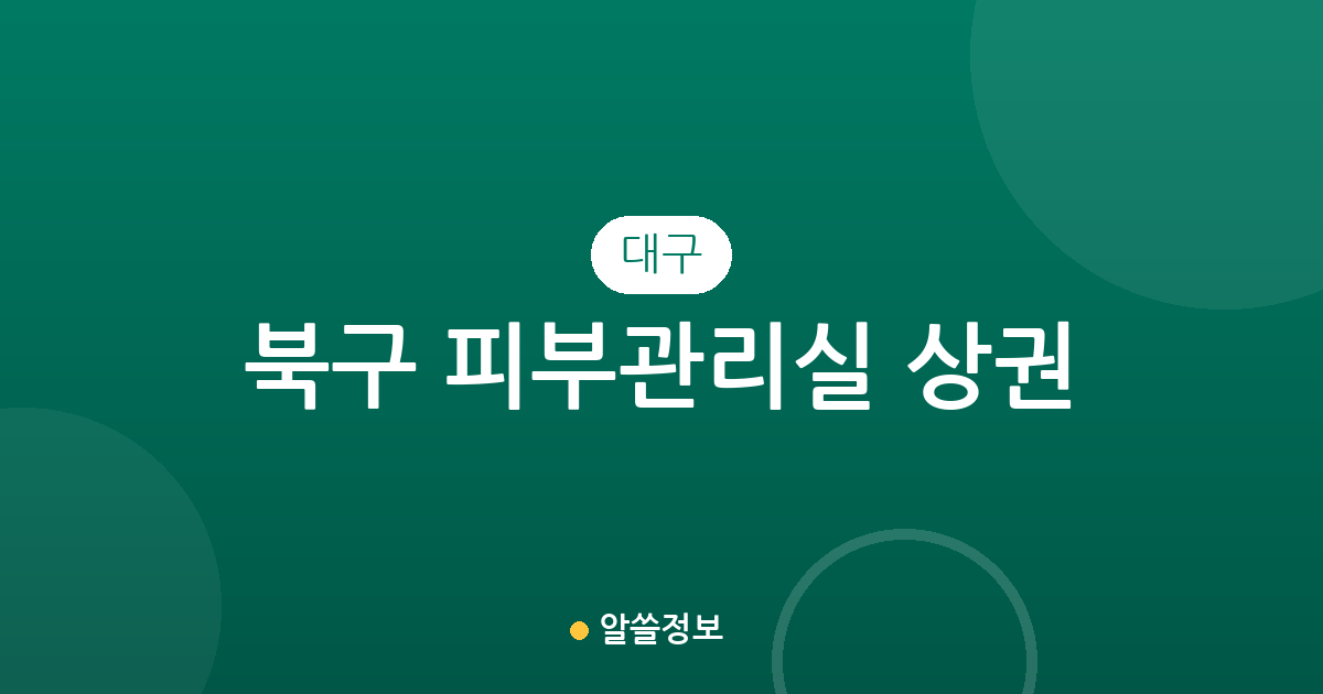 대구 북구 피부관리실 상권 분석: 국우동·읍내동·산격3동 중심의 에스테틱 분포 현황