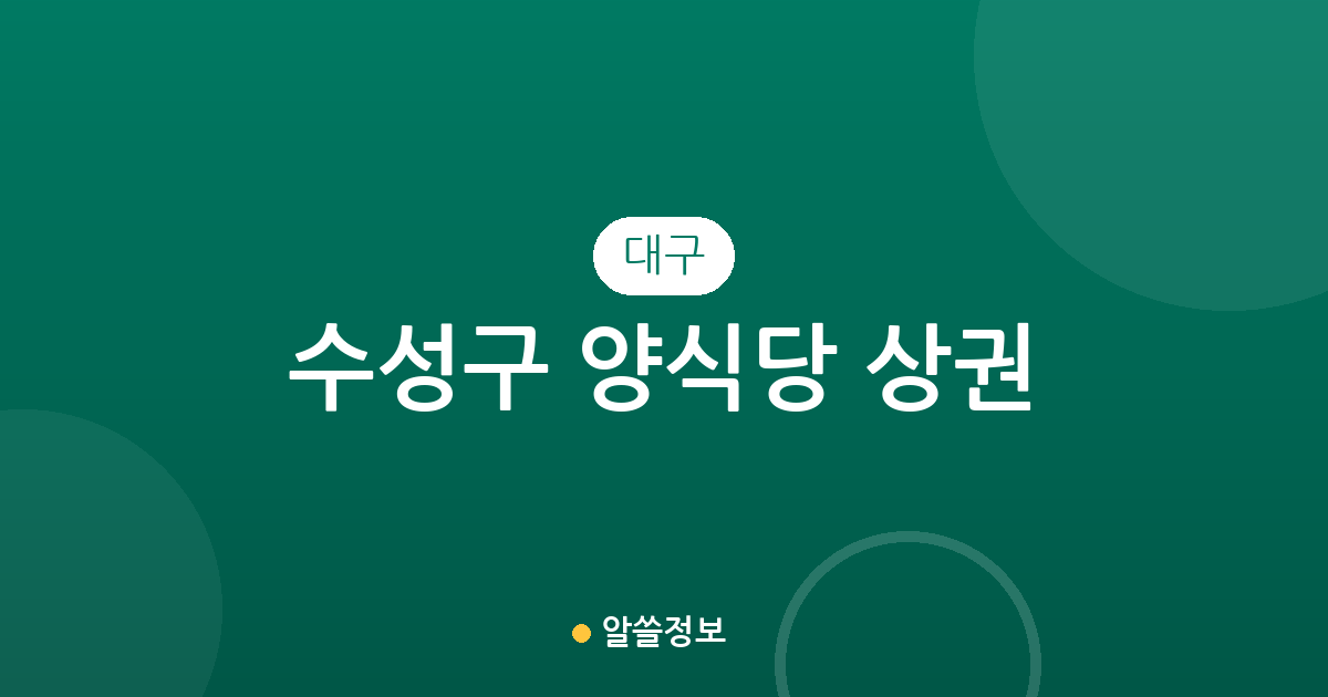 대구 수성구 양식당 상권 분석: 두산동·지산1동·범어2동 등 주요 밀집 지역 분포 현황