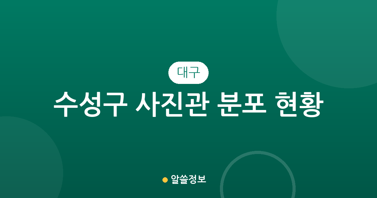 대구 수성구 사진관 분포 현황: 고산2동부터 수성1가동까지 동별 상권 분석