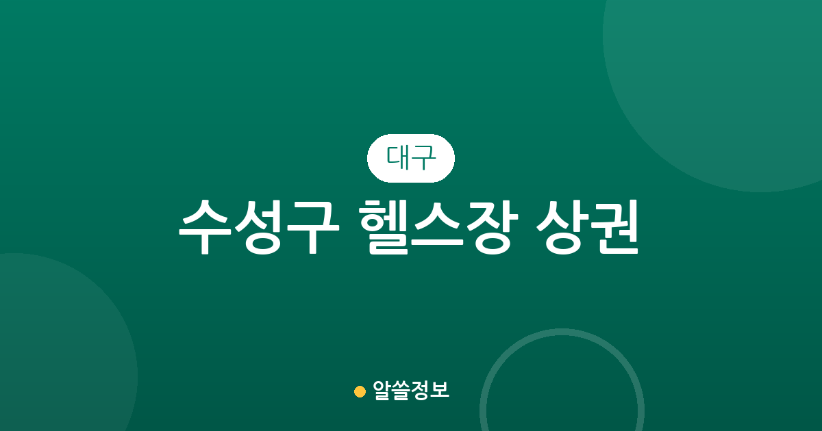 대구 수성구 헬스장 상권 분석: 고산·범어동 중심의 피트니스 분포 현황
