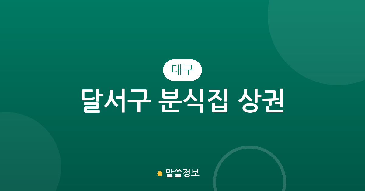 대구 달서구 분식집 상권 분석: 진천동·월성1동·감삼동 분포 현황