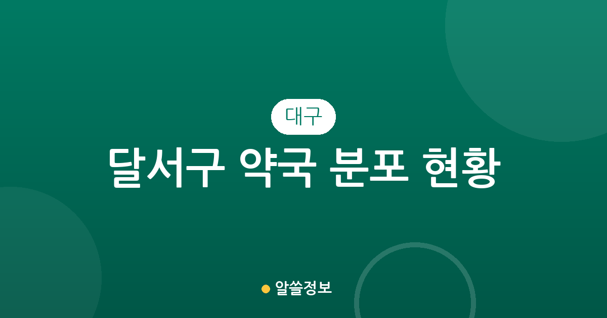 대구 달서구 약국 분포 현황: 감삼동·죽전동 등 주요 동네별 상권 분석
