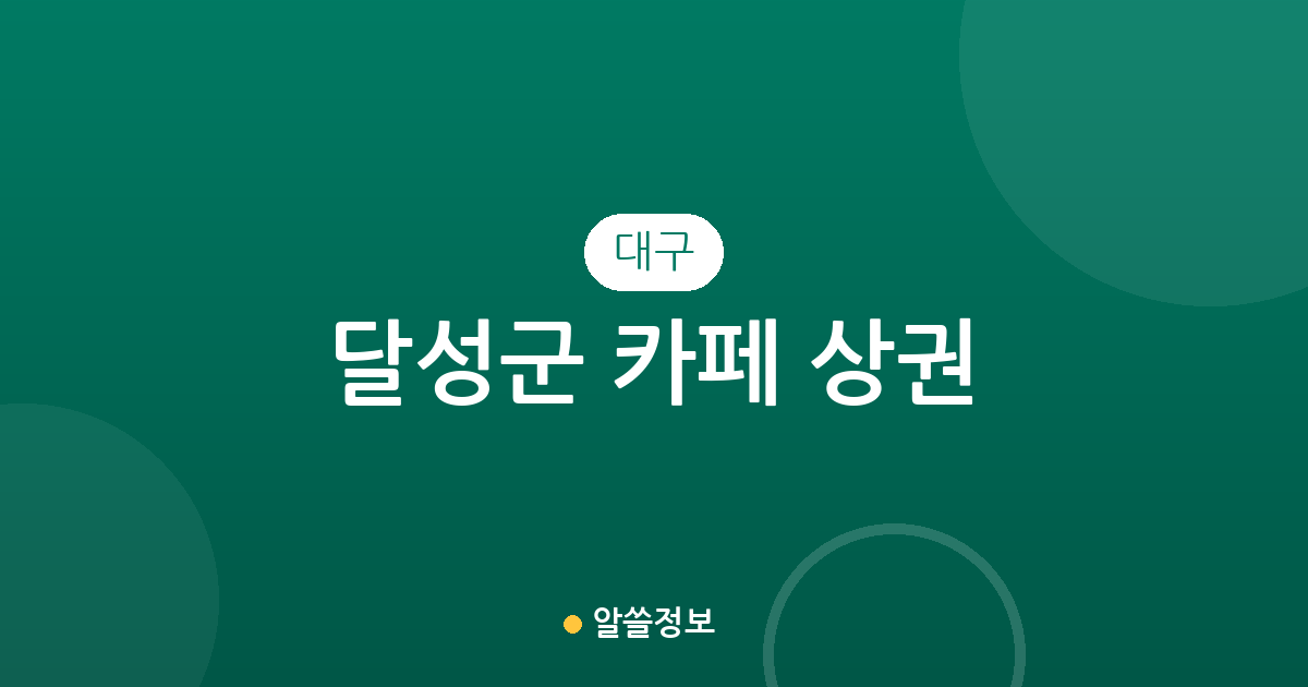 대구 달성군 카페 상권 분석: 다사읍부터 가창면까지 분포 현황 한눈에 보기
