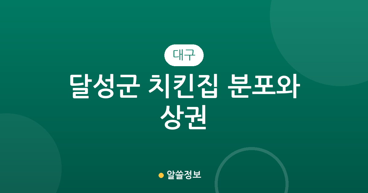 대구 달성군 치킨집 분포와 상권 분석: 우리 동네 통닭집 어디가 많을까?