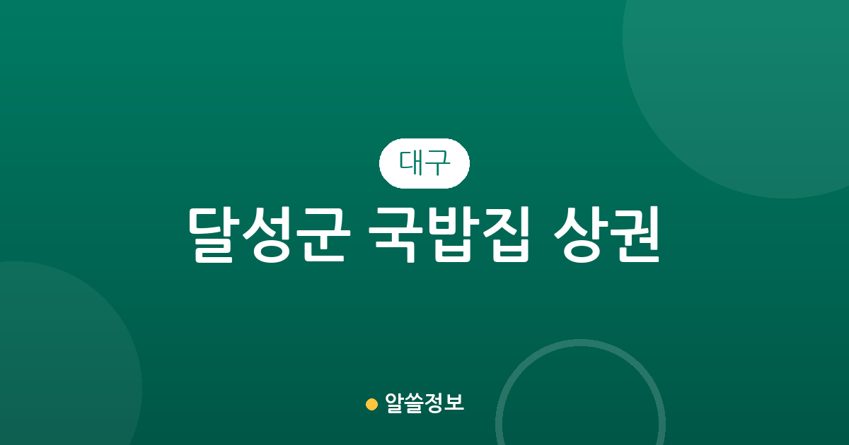 대구 달성군 국밥집 상권 분석: 논공·현풍·다사 등 밀집 지역 한눈에 보기