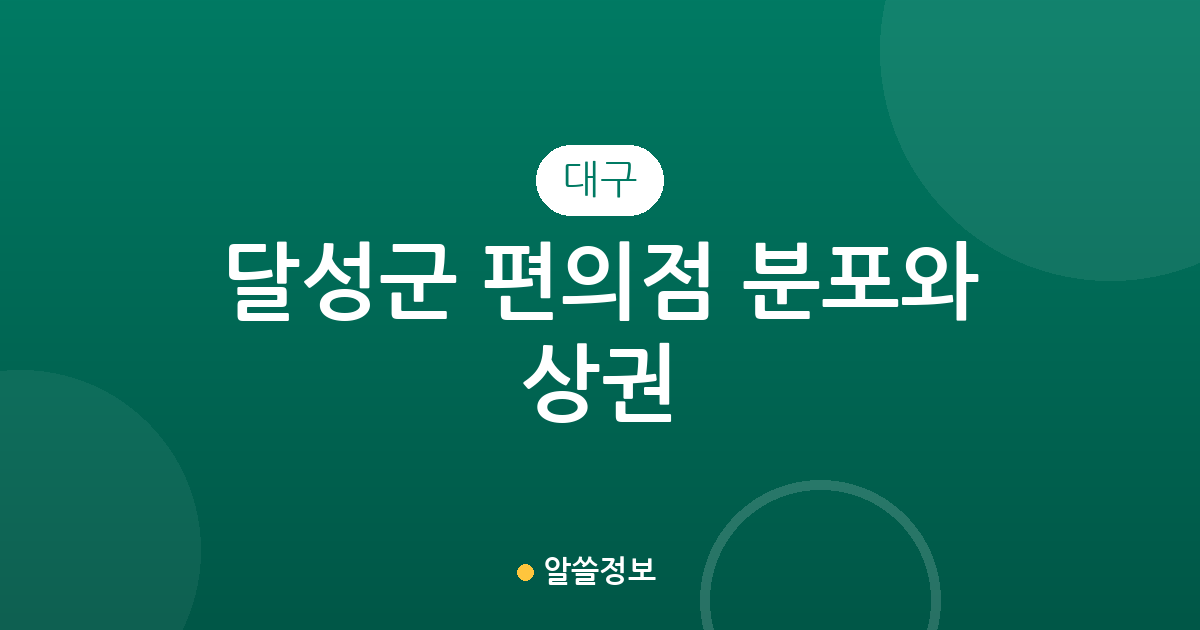 대구 달성군 편의점 분포와 상권 분석: 어디에 매장이 많을까?