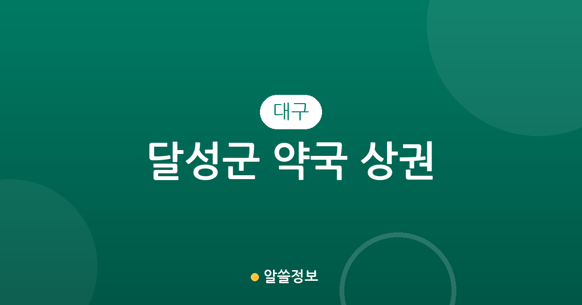 대구 달성군 약국 상권 분석: 화원읍·다사읍 등 동별 분포 현황