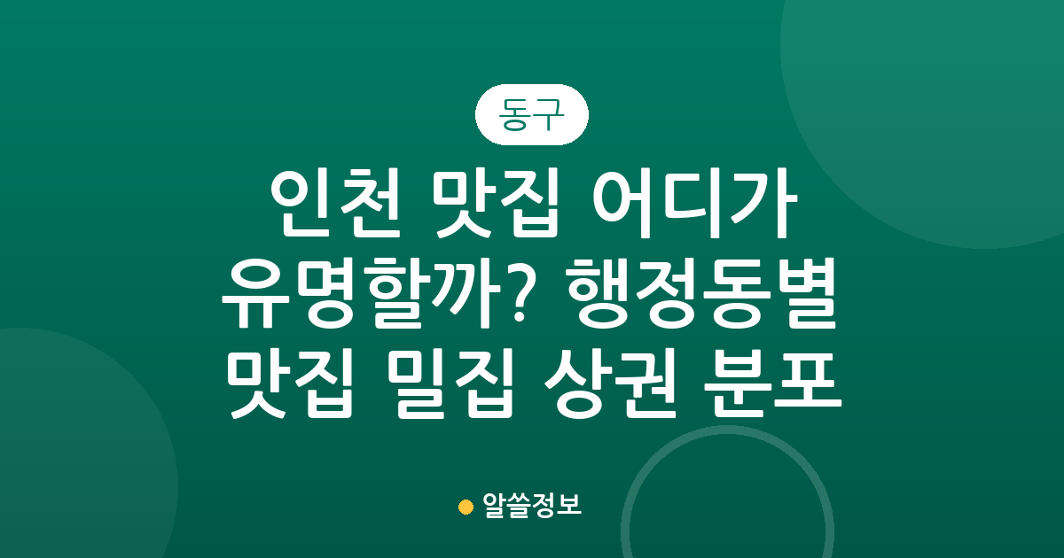 인천 동구 맛집 어디가 유명할까? 행정동별 인기 맛집 밀집 상권 분포 분석