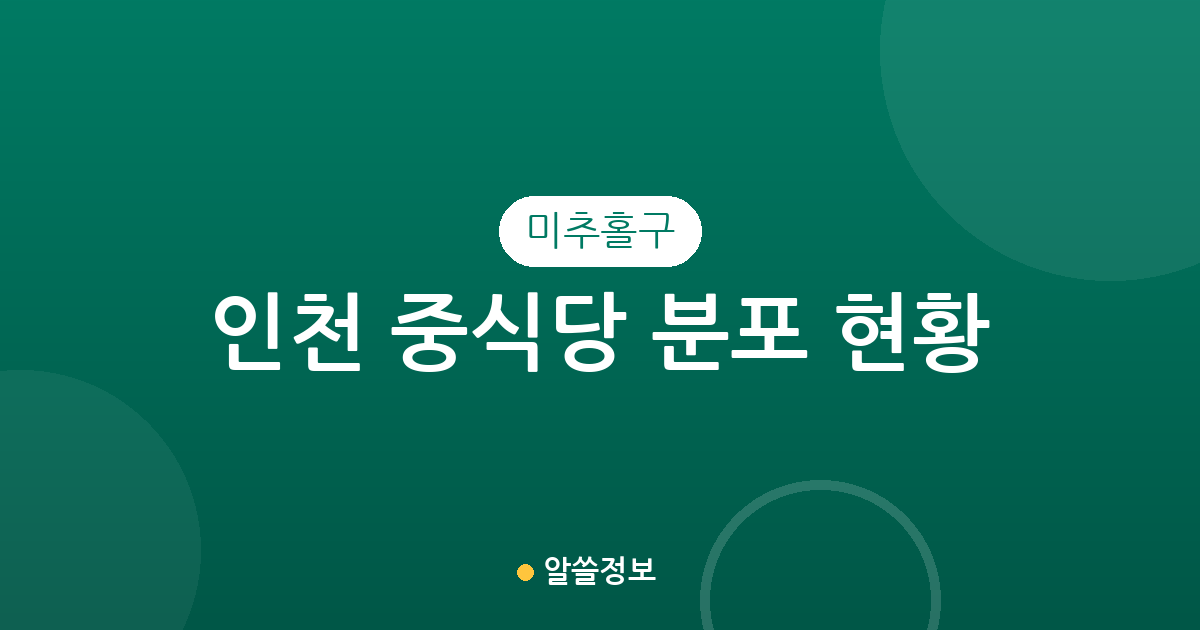 인천 미추홀구 중식당 분포 현황: 주안·용현동 등 주요 밀집 상권 분석