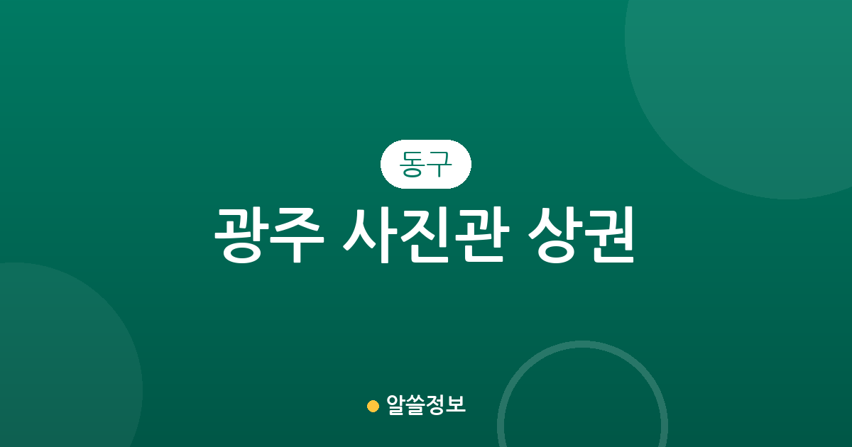 광주 동구 사진관 상권 분석: 충장동과 서남동 등 지역별 분포 현황 정리