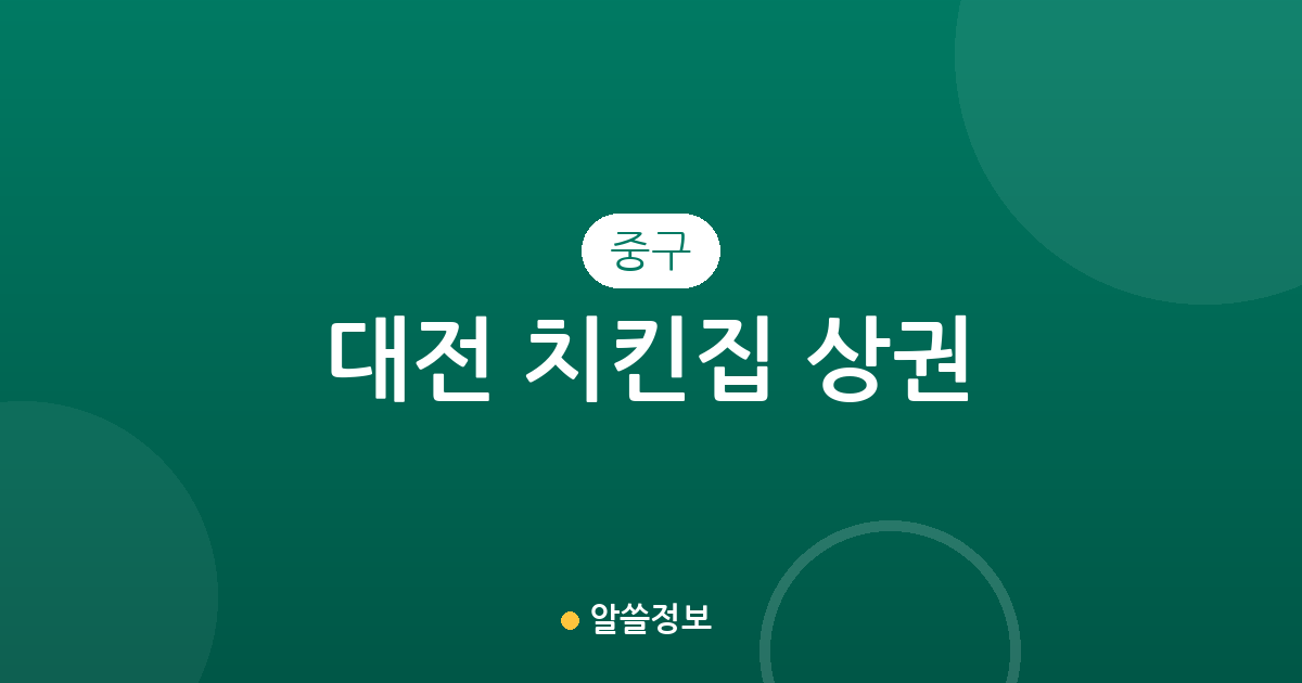 대전 중구 치킨집 상권 분석: 산성동·중촌동·태평1동 등 동네별 분포 현황