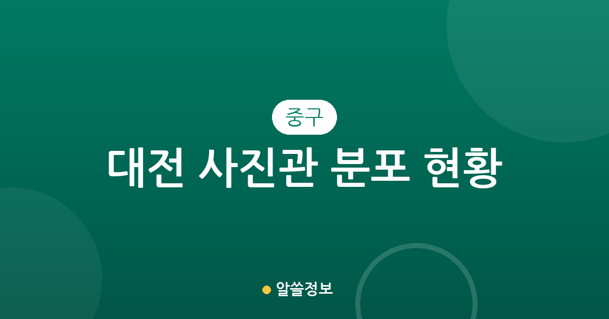 대전 중구 사진관 분포 현황: 은행선화동·대흥동 중심의 스튜디오 상권 분석