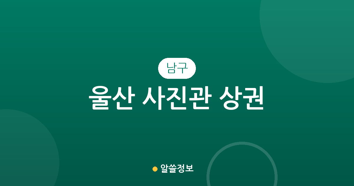 울산 남구 사진관 상권 분석: 삼산·신정·달동 등 행정동별 분포 현황