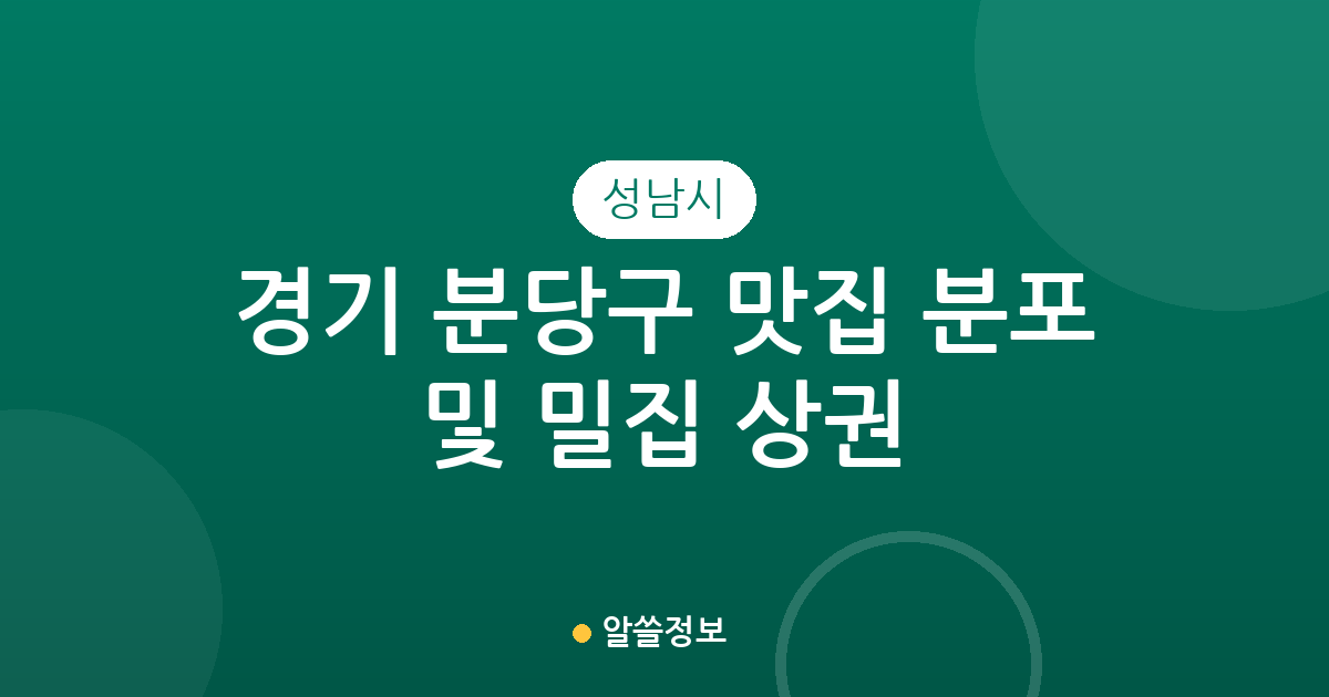 경기 성남시 분당구 맛집 분포 및 밀집 상권 분석: 서현1동부터 야탑1동까지