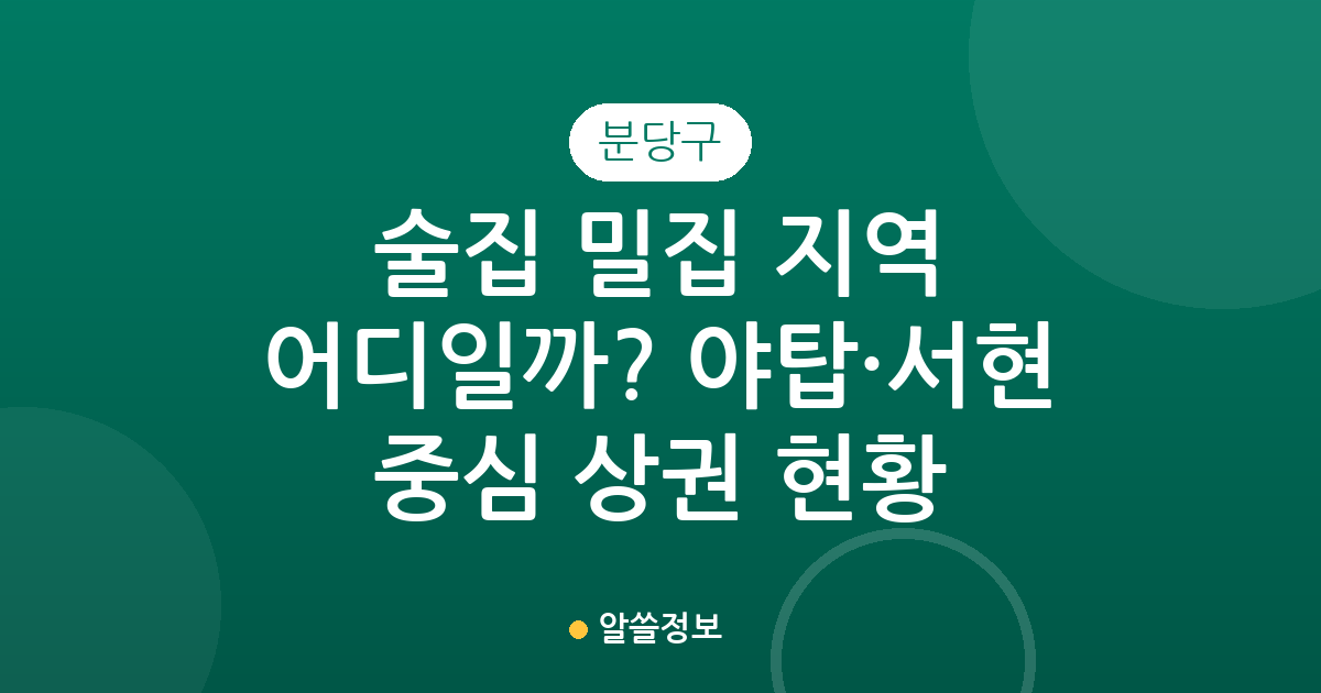 분당구 술집 밀집 지역 어디일까? 야탑·서현 중심 상권 현황 분석