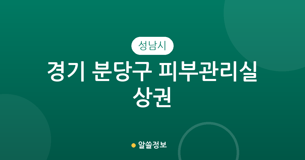 경기 성남시 분당구 피부관리실 상권 분석: 야탑·수내·정자 중심의 에스테틱 분포 현황