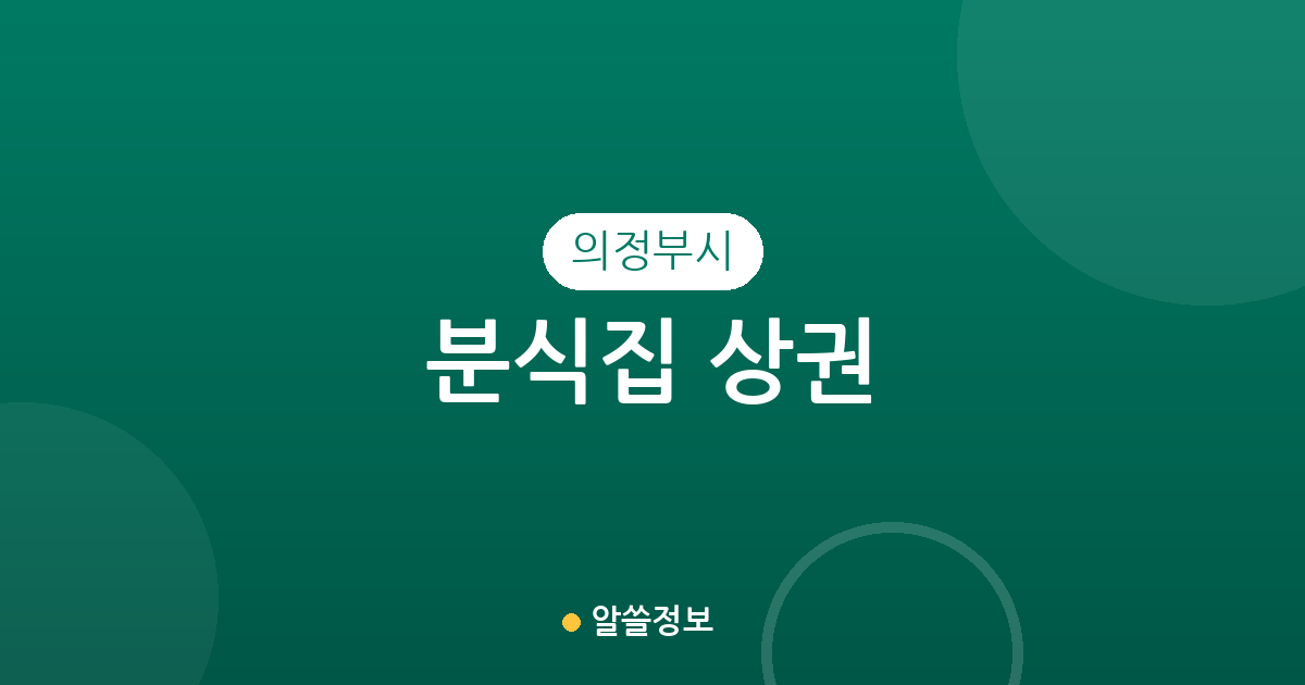 의정부시 분식집 상권 분석: 의정부1동부터 호원1동까지 밀집 지역 정보