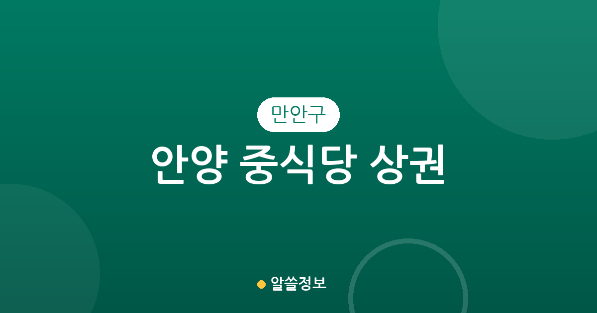 안양 만안구 중식당 상권 분석: 박달동·안양1동·안양7동 중심의 분포 현황