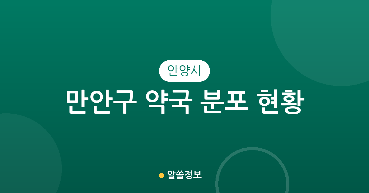 안양시 만안구 약국 분포 현황: 안양 1·4동 중심의 상권 분석