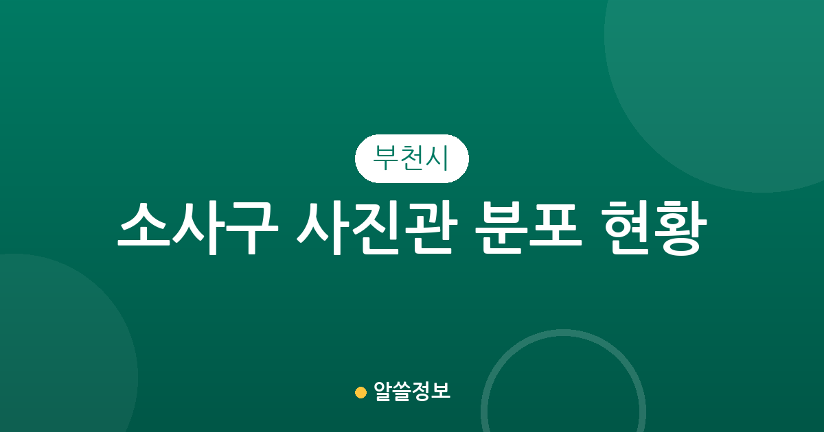 부천시 소사구 사진관 분포 현황: 송내1동·옥길동 중심의 지역별 스튜디오 상권 분석