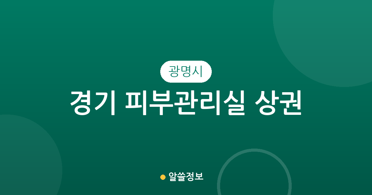 경기 광명시 피부관리실 상권 분석: 철산3동부터 소하1동까지 밀집 지역 현황