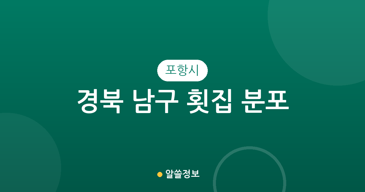 경북 포항시 남구 횟집 분포 분석: 오천읍부터 구룡포읍까지 주요 상권 정리