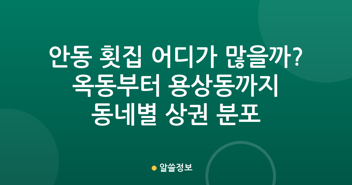 안동 횟집 어디가 많을까? 옥동부터 용상동까지 동네별 상권 분포 분석
