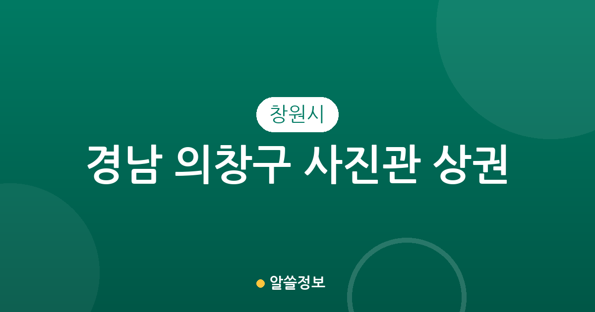 경남 창원시 의창구 사진관 상권 분석: 봉림동·팔룡동·명곡동 중심 분포 현황