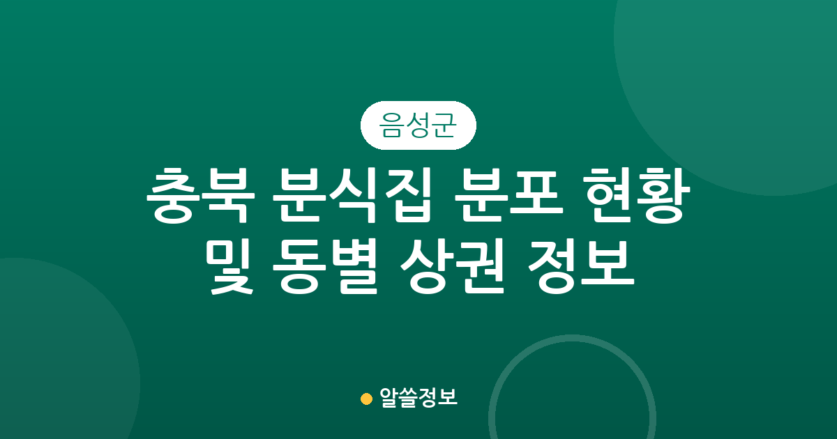 충북 음성군 분식집 분포 현황 및 동별 상권 분석 정보