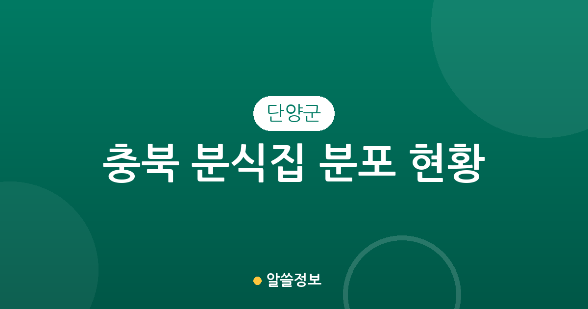 충북 단양군 분식집 분포 현황 분석: 단양읍부터 매포읍까지 우리 동네 김밥집 찾기